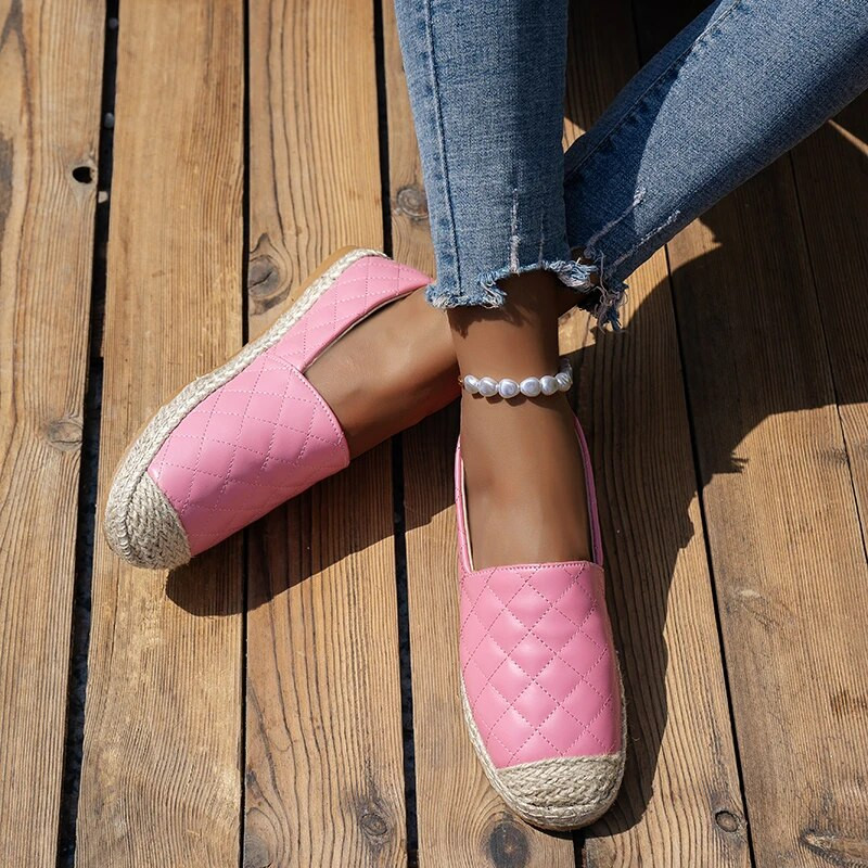 Мързеливи обувки Еспадрили Дамски ежедневни мокасини с кръгли пръсти Ватирани бели PU кожени дамски обувки с плоска подметка Fishmen