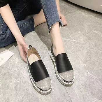 Γυναικεία ίσια παπούτσια 2023 Καλοκαιρινή μόδα Νέες κρυστάλλινες πούλιες με στρογγυλή μύτη Πολυτελή ίσια παπούτσια Επίπεδα γυναικεία παπούτσια Zapatillas Mujer