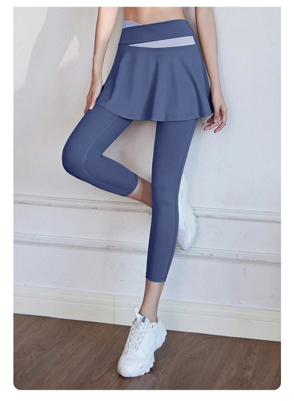 Спортна пола с падел Дамска мода 2 в 1 Двупластов Есен Зима Тенис Спортно облекло Йога Голф Клинове Компресионни панталони Фитнес