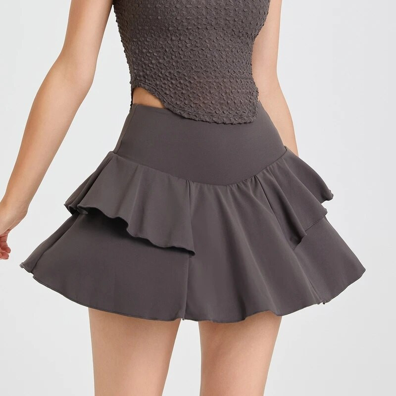 Къса тенис йога спортна пола Дамска висока талия Фитнес зала Мини танци Голф Бадминтон А линия Панталон Пола Шорт Рокля за момиче с джоб