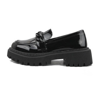 Γυναικεία δερμάτινα παπούτσια βρετανικού στυλ 2023 Ανοιξιάτικα μαύρα Muffin Φοιτητικά Μονά Παπούτσια Ρετρό με ένα πεντάλ Loafer Γυναικεία παπούτσια
