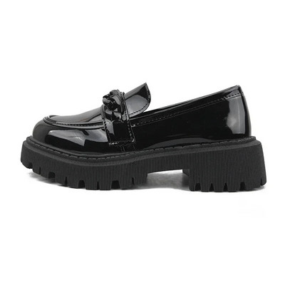 Női brit stílusú bőrcipők 2023 tavaszi fekete Muffin diák egyszemélyes cipők Retro all-match One Pedal Loafer női cipők