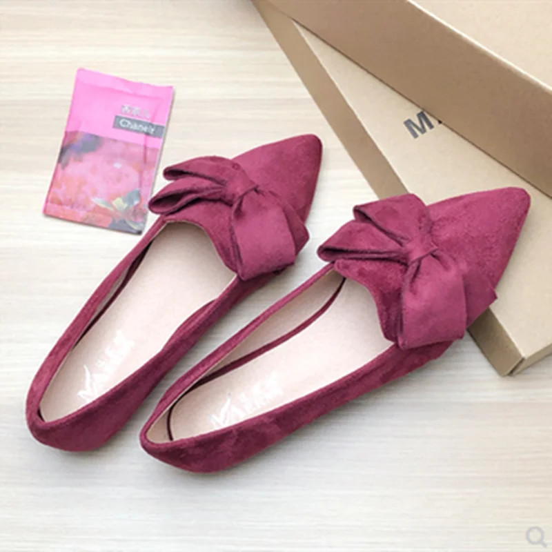 Дамски висококачествени мокасини обувки Flock Slip-ons Заострени пръсти с голяма панделка Плюс размер 33 48 46 Широко прилепнали обувки Черна подметка Оранжева