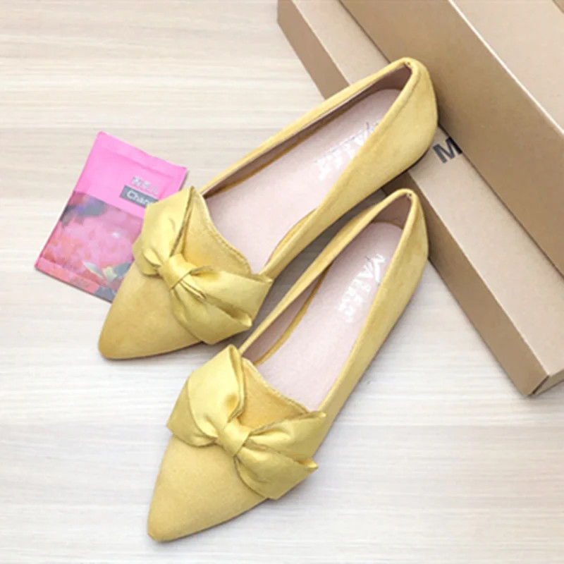 Дамски висококачествени мокасини обувки Flock Slip-ons Заострени пръсти с голяма панделка Плюс размер 33 48 46 Широко прилепнали обувки Черна подметка Оранжева