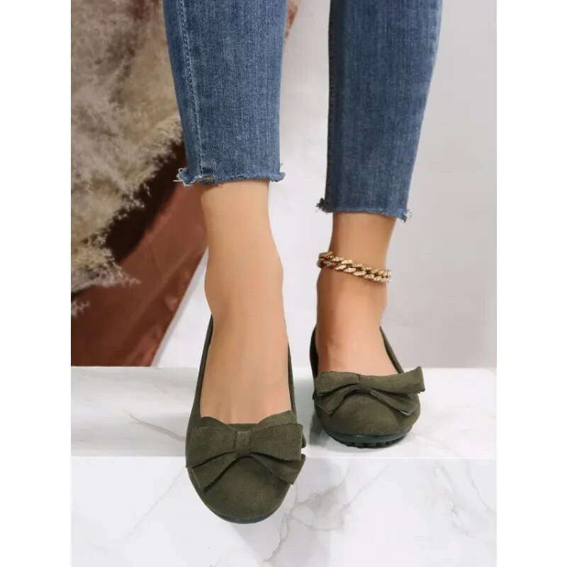 Обувки с приплъзване на нисък ток Обувки с мека подметка Дамски ежедневни балетни обувки Велурени плоски обувки Вратовръзка 2023 Нов стил Голям размер 35-43