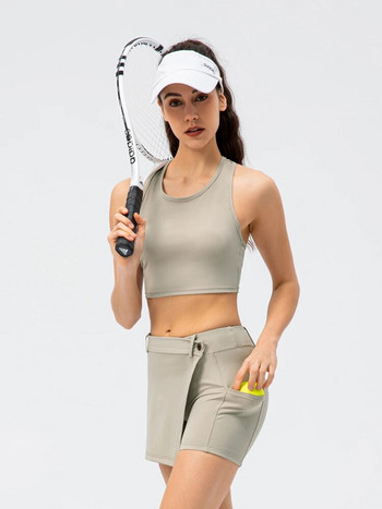 Модни къси панталони за йога Меки шорти за голф Дамска тенис пола с висока талия Еластични фалшиви поли Летни дамски шорти Спортно облекло