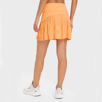 Γυναικεία φούστα τένις μονόχρωμη 2 σε 1 εξωτερική προπόνηση Πλισέ φούστα αναπνεύσιμη γρήγορα στεγνή τσέπες γυμναστική για τρέξιμο Skort Sportswear