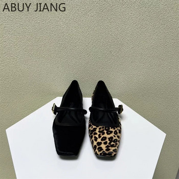 Модни дамски равни обувки Обувки с леопардов принт с кръгли пръсти Ежедневни дишащи равни обувки на открито Дамски обувки Mary Jane