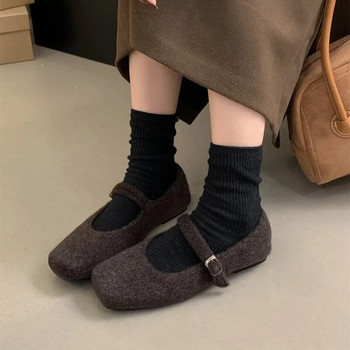 2024 Нов дизайнерски пролетен френски ретро моден темперамент с плоско дъно Единични обувки Mary Jane Дамски плоски обувки