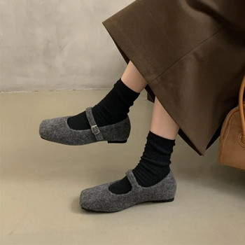 2024 Нов дизайнерски пролетен френски ретро моден темперамент с плоско дъно Единични обувки Mary Jane Дамски плоски обувки