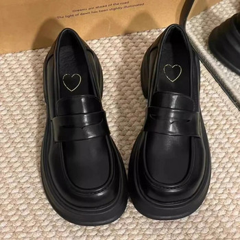 Γυναικεία παπούτσια Πλατφόρμα με στρογγυλά δάχτυλα βρετανικού στυλ All-match Oxfords casual γυναικεία πάνινα παπούτσια Shallow Mouth Flats Φθινοπωρινά Loafers με