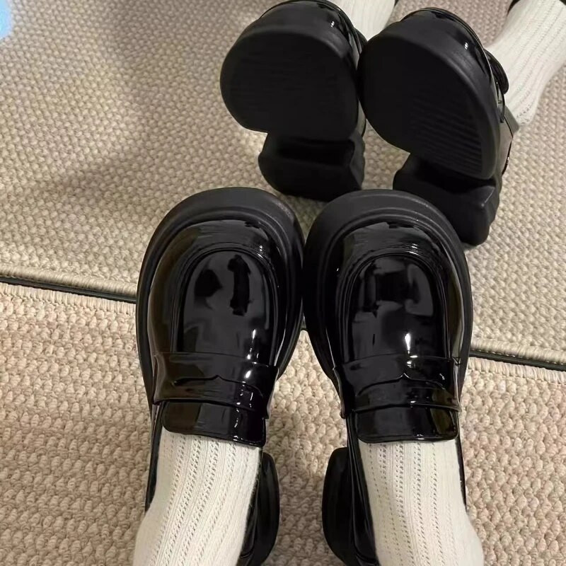 Дамски обувки Платформа и кръгли пръсти Универсални оксфордски обувки в британски стил Ежедневни дамски маратонки Плитки плоски обувки Есенни мокасини с