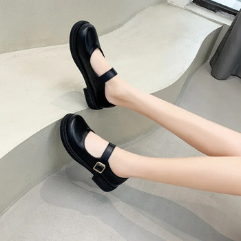 Дамски обувки с платформен ток Обувки Мери Джейн Обикновени обувки Лолита Черни JK Student College Сладки дамски единични обувки на среден ток