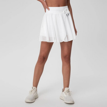 Нова лятна дамска спортна пола с панталон Висока талия Дишаща къса пола за упражнения за бягане Бързосъхнеща тенис пола