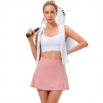 Покрита дамска спортна пола за бягане йога Бързосъхнеща дишаща тенис пола за фитнес тренировка
