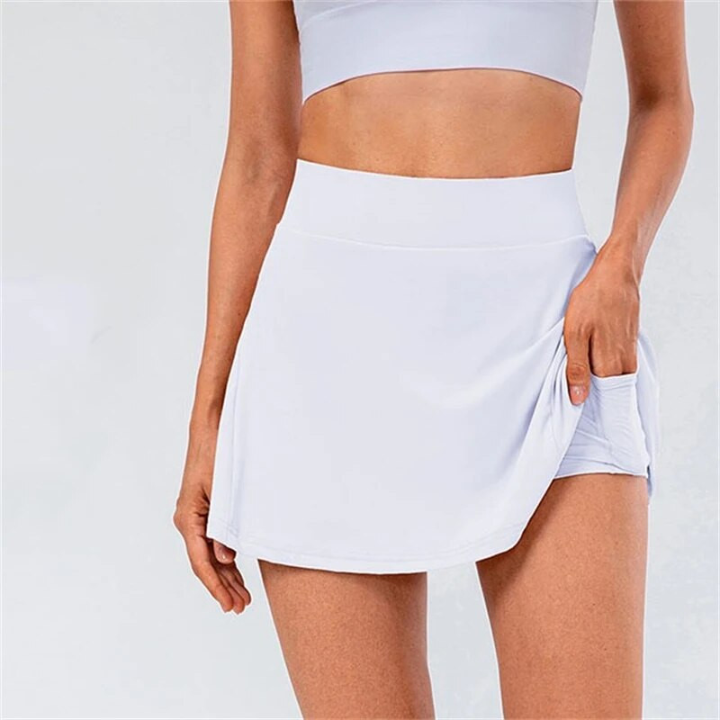 Покрита дамска спортна пола за бягане йога Бързосъхнеща дишаща тенис пола за фитнес тренировка