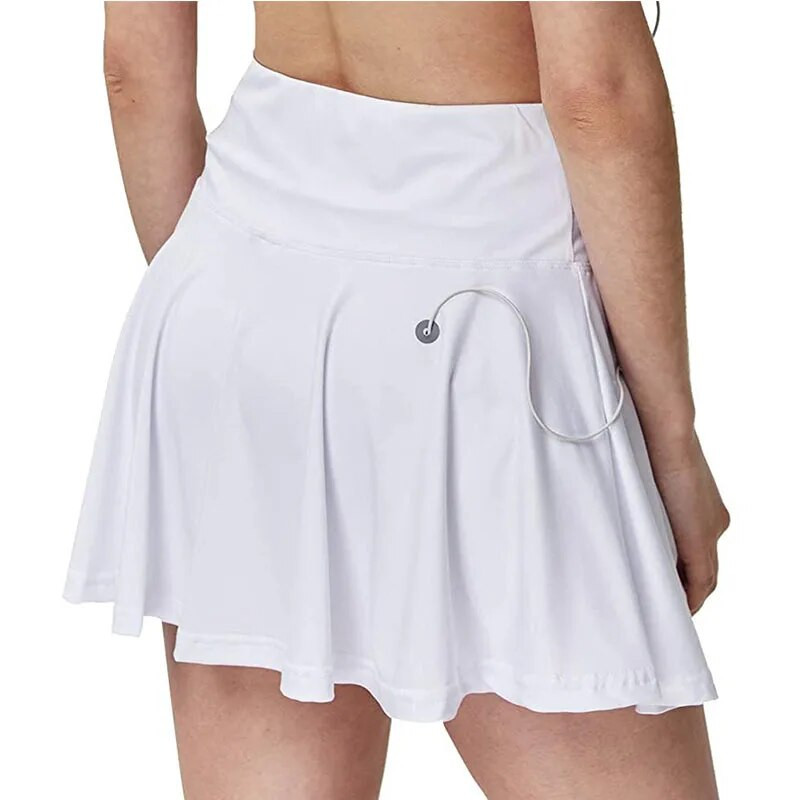 2 в 1 Тенис пола Спортни фитнес шорти Бягаща йога пола с висока талия Бързосъхнещи против експозиция Къси поли Тренировъчно облекло