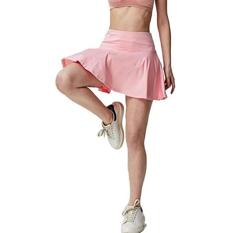 2 в 1 Тенис пола Спортни фитнес шорти Бягаща йога пола с висока талия Бързосъхнещи против експозиция Къси поли Тренировъчно облекло