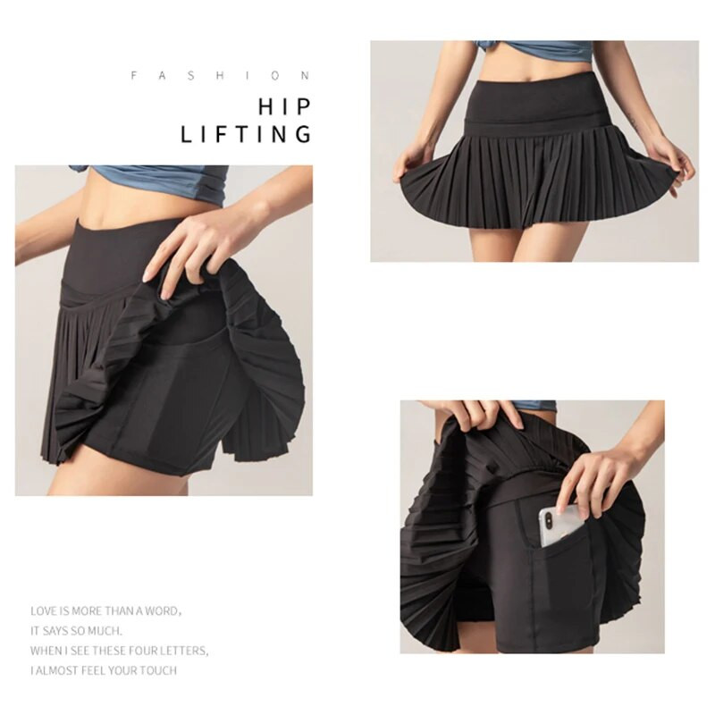 2 в 1 тенис спортна пола, къси панталони, дамска секси бягаща йога пола, къси бързосъхнещи поли за фитнес зала, шорти за тренировки