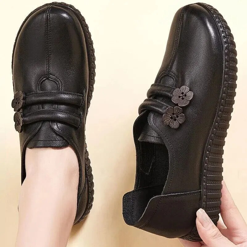 Minkšti karvės odos apačia Oksfordo batai neslystantys plokšti darbiniai batai mamai pavasariui rudeniui, kasdieniai žemakulniai moterims