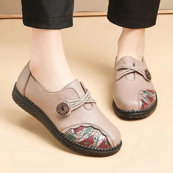 Ανοιξιάτικα φθινοπωρινά παπούτσια μαμά Μαλακή σόλα Παπούτσια μονής μέσης ηλικίας Ηλικιωμένες γυναίκες Άνετα slip-on δέρμα