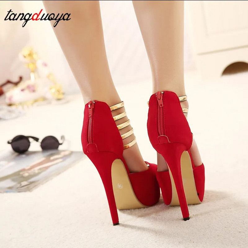 Ženske seksi cipele na visoku petu Vjenčane cipele s otvorenim prstima na platformi Ženske cipele na cipele Crne crvene cipele Ženske cipele na visoku petu 34-43tacones mujer