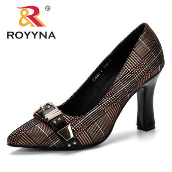 ROYYNA Дамски помпи Пролет и есен Плюс размер 34-43 Модни елегантни офис дамски обувки с високи токчета Модни дамски обувки с остри пръсти
