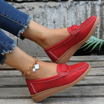 Γυναικεία παπούτσια Slip On Μαλακό Δερμάτινο Αθλητικά Παπούτσια Plus Size Flat Παπούτσια Γυναικεία χαμηλά τακούνια Chaussure Femme 2024 New White Loafers Women