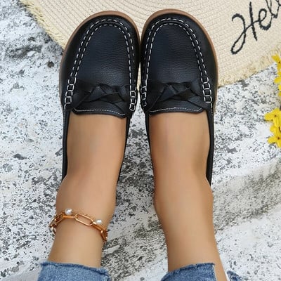 Γυναικεία παπούτσια Slip On Μαλακό Δερμάτινο Αθλητικά Παπούτσια Plus Size Flat Παπούτσια Γυναικεία χαμηλά τακούνια Chaussure Femme 2024 New White Loafers Women