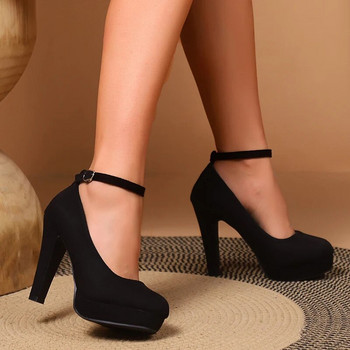 Μαύρα σούπερ ψηλοτάκουνα γόβες γυναικείες γόβες στιλέτο με γόβες πλατφόρμας παπούτσια γραφείου Γυναικεία σέξι στρογγυλά ψηλοτάκουνα παπούτσια για πάρτι
