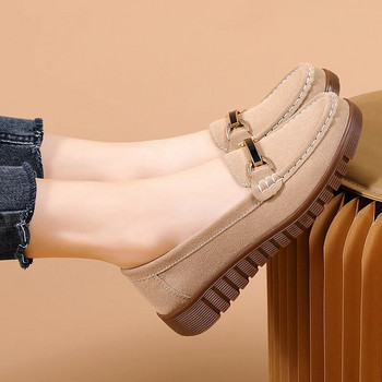 Δερμάτινα φλατ παπούτσια για γυναίκες Κομψά άνετα casual slip-on loafers Γυναικεία μοκασίνια πάνινα παπούτσια Flat παπούτσια Zapatos Mujer Big41