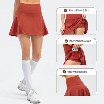 Къси поли Тенис пола Лятна фитнес плътна разтеглива дишаща тенис облекло за голф Дамска тенис рокля Модна мини пола