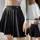 Λευκή φούστα γυμναστικής τένις Casual μίνι πλισέ φούστες Σορτς ψηλόμεσα μαύρα φορέματα Cheerleader μόδας χορού τένις φορέματα γυμναστικής