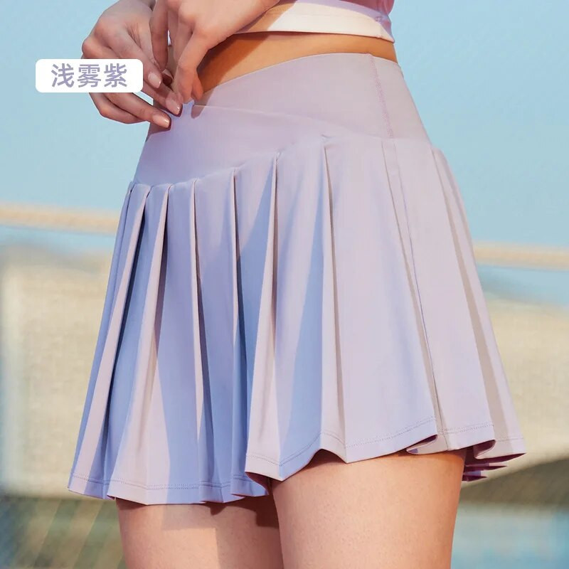Лятна универсална фалшива спортна йога пола от две части, висока талия, тънък корем, анти-плисирана пола, тенис пола, тенис рокля