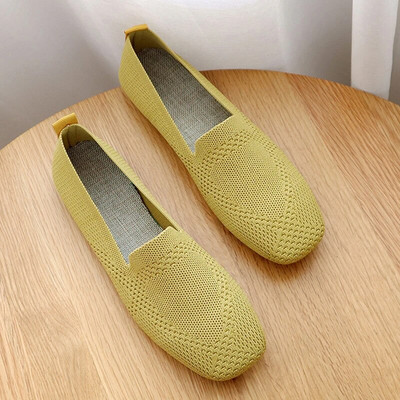 2022 Summer Mesh Breathable Ballet Flats Γυναικεία τετράγωνα μοκασίνια ρηχά φλατ Αθλητικά παπούτσια οδήγησης πλεκτά παπούτσια για βάρκα Μοκασίνι