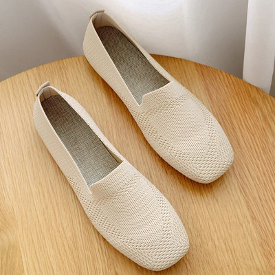2022 Summer Mesh Breathable Ballet Flats Γυναικεία τετράγωνα μοκασίνια ρηχά φλατ Αθλητικά παπούτσια οδήγησης πλεκτά παπούτσια για βάρκα Μοκασίνι