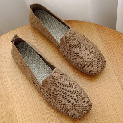 2022 Summer Mesh Breathable Ballet Flats Γυναικεία τετράγωνα μοκασίνια ρηχά φλατ Αθλητικά παπούτσια οδήγησης πλεκτά παπούτσια για βάρκα Μοκασίνι