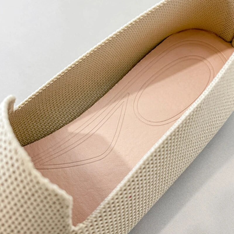 2022 Летни мрежести дишащи балетки Дамски мокасини с квадратни пръсти Плитки обувки Кецове за шофиране Плетени обувки тип лодка Мокасини