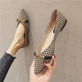 Flat παπούτσια για γυναικεία μυτερά καρό slip on loafers Καλοκαιρινή άνοιξη casual παπούτσια για θηλυκά Small μέγεθος 31 32 33 34 Γυναικεία Flats