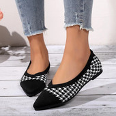 Κομψά Houndstooth πλεκτά μπαλαράκια Γυναικεία δικτυωτά μοκασίνια μοκασίνια μεγάλου μεγέθους Leopard Loafers μαλακά παπούτσια οδήγησης