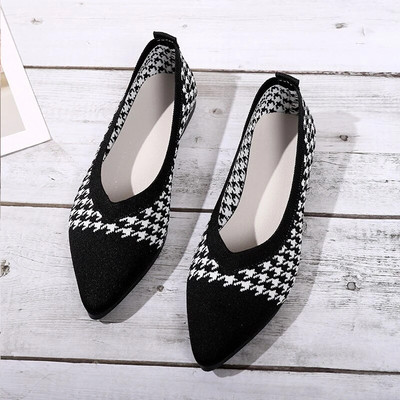 Κομψά Houndstooth πλεκτά μπαλαράκια Γυναικεία δικτυωτά μοκασίνια μοκασίνια μεγάλου μεγέθους Leopard Loafers μαλακά παπούτσια οδήγησης