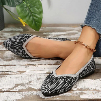 Дамски плетени обувки с леопардови щампи Големи размери с остри пръсти Плитки мокасини Дамски леки неплъзгащи се мрежести ежедневни обувки