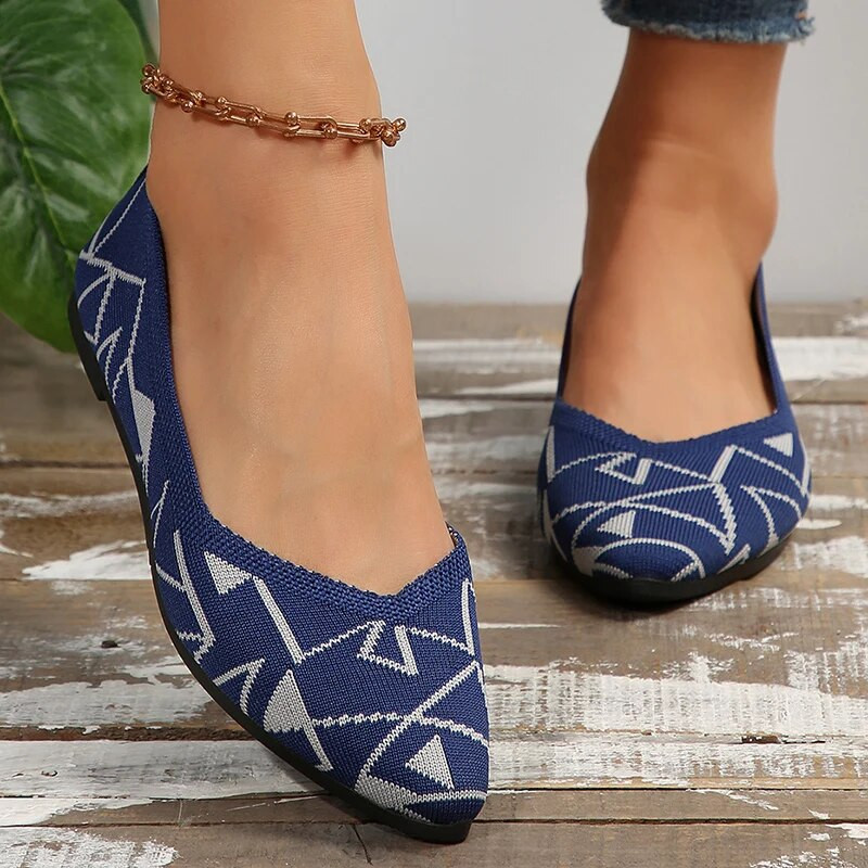 Sieviešu leoparda apdrukas, trikotāžas, plakanas kurpes Liela izmēra smailiem purngaliem, sekliem spārniem Sieviešu vieglas, neslīdošas sieta ikdienas apavi