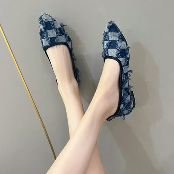 Пролет и есен 2023 г. Нови модни дамски обувки Плоски обувки Плетени остри обувки Модни ежедневни комфортни обувки с плоско дъно