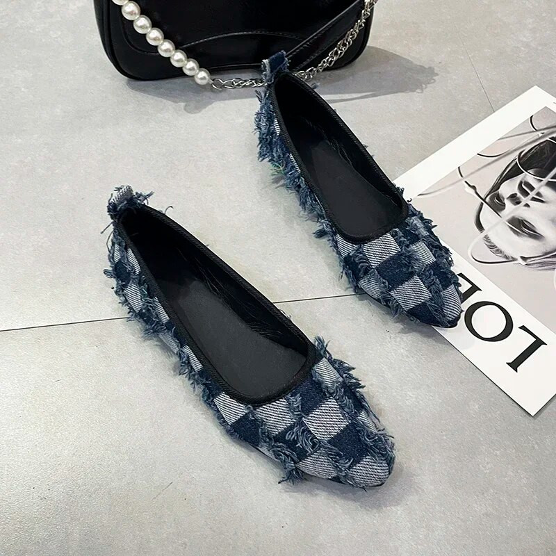 2023. gada pavasaris un rudens — jauni modes sieviešu apavi Plakanie kurpes Trikotāžas smailas kurpes Modes ikdienas komforta apavi ar plakanu apakšu