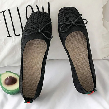 2023 Μαλακά παπούτσια Γυναικεία άνοιξη πλεκτά μπαλαράκια γυναικεία ίσια παπούτσια Μόδα πεταλούδα με κόμπο Διχτυωτό οδήγηση Loafers Μοκασίνια