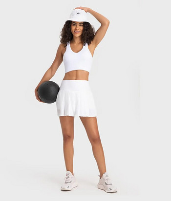 Γυναικεία μονόχρωμα καλοκαιρινά ρούχα τένις Σέξι σουτιέν Racer Πλισέ φούστα δύο τεμαχίων Αθλητικό σετ Γυμναστήριο Γυναικείο αθλητικό αναπνεύσιμο