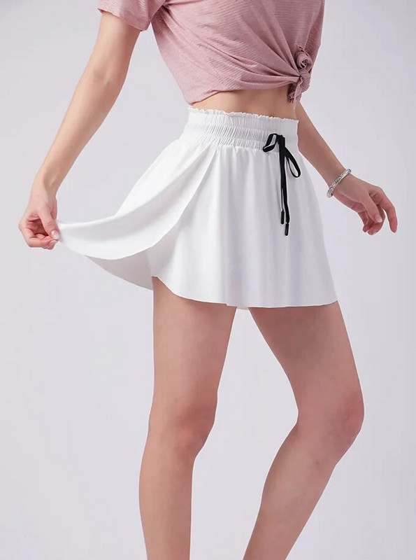 Sieviešu jogas skorts 2 vienā skriešanai, atlētisks treniņš, riteņbraukšanas šorti sporta zāle tenisa svārki vasaras fitnesa golfa īsa kleita