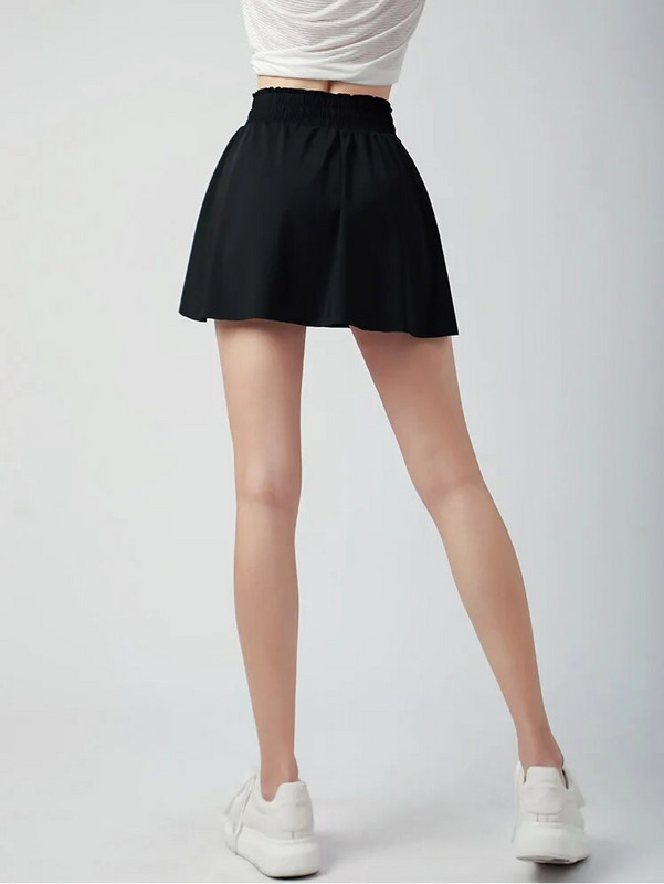 Sieviešu jogas skorts 2 vienā skriešanai, atlētisks treniņš, riteņbraukšanas šorti sporta zāle tenisa svārki vasaras fitnesa golfa īsa kleita