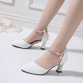 Cresfimix Zapato Tacon Дамски сладки бели обувки с каишка с каишка на висок ток за парти Дамски розови златни сватбени обувки на ток H5955